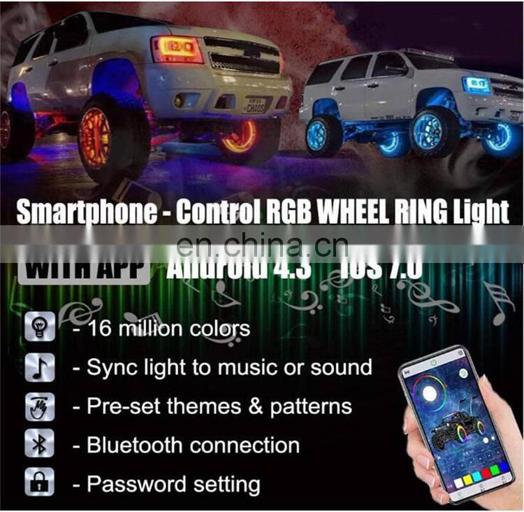 New Double Sides LEDs Wheel Ring Light 15.5 inch Car Truck RGB Control Multicolor