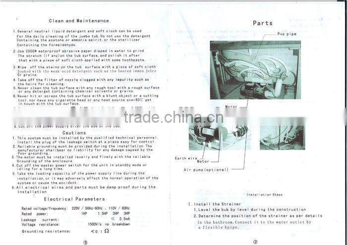 Square Freestanding Large Outdoor Hot Spa Whirlpool Portable Bathtub