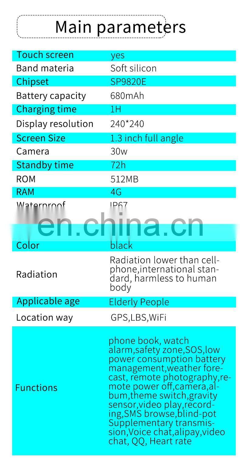 4G Video call elderly smart wristwatch, SOS anti-lost emergency alarm with heart rate remote monitor pedometer camera smartwatch