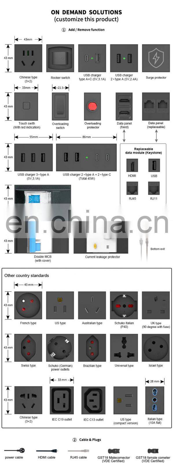 Muti power outlets PDU socket for Rack server