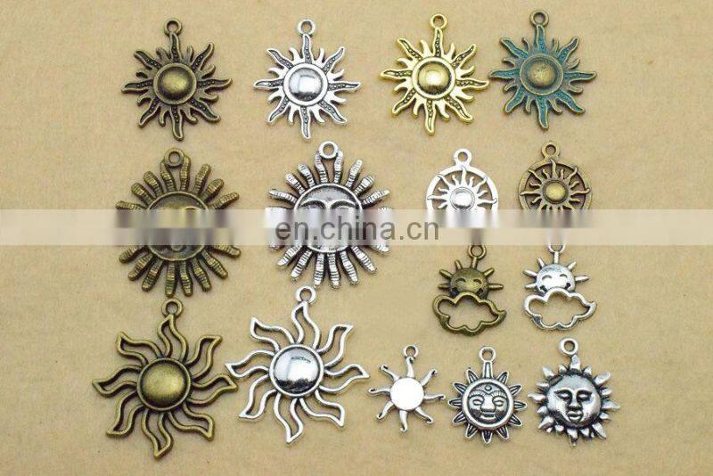 42pcs Charms Sun Cloud Antique Silver Color Mixed Pendants DIY Making Findings Tibetan Handmade Jewelry Findings