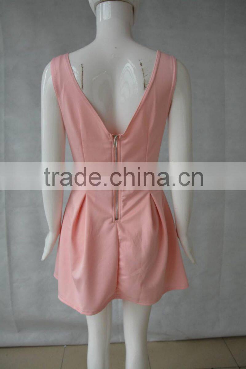 V collar sexy sleeveless dress miniskirt nightclub dress