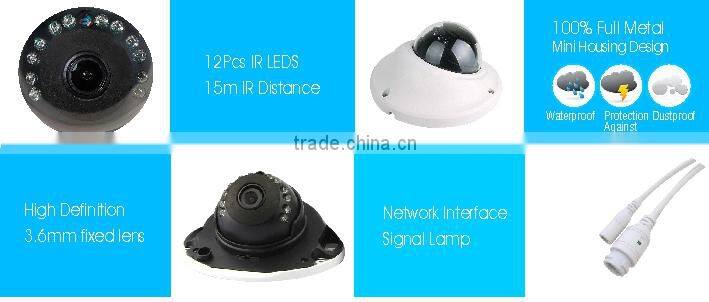 1/2.8" 2.0 megapixels Dome Camera IP Sony IMX322 CMOS H.264 2.0MP HD IP Color IR Mini Dome CCTV Camera
