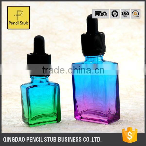 glass dropper bottles 30ml blue and gradully empty glass bottles with dropper with childproof evident cap e liquid bottle