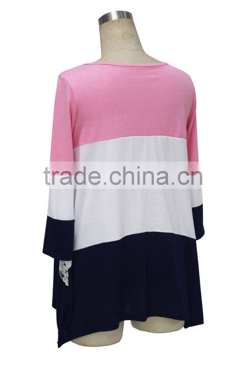 Designer Western Irregular Pastel Color Patchwork Colorblock Bohemian Women Lace Ladies Tops