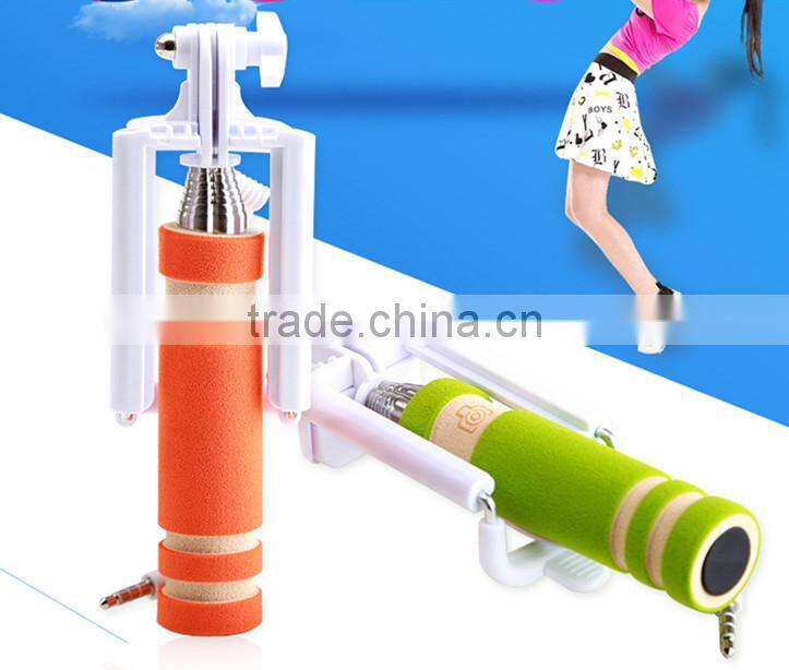 All-In-One Mini Foldable smart phones Monopod tripod,wired Selfie Stick QC32