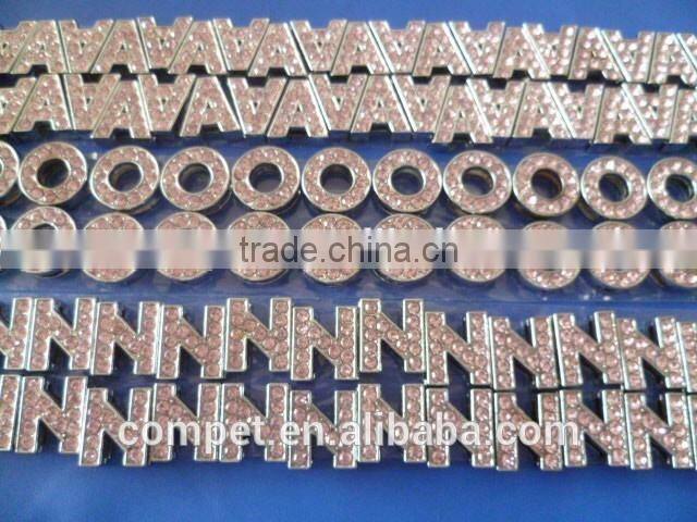 Made in China Crystal Metal Jewelry 10mm rhinestone slide bracelet letters