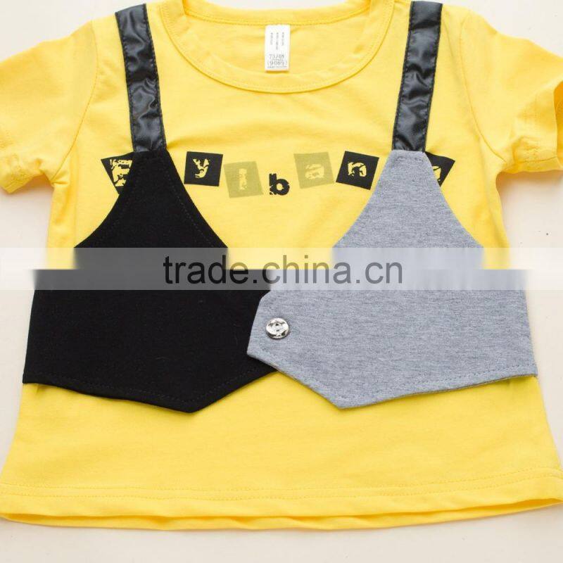 2015 Fashion Design England Gentleman Fashion Cotton Summer Short Sleeve Baby Boy Clothing Sets