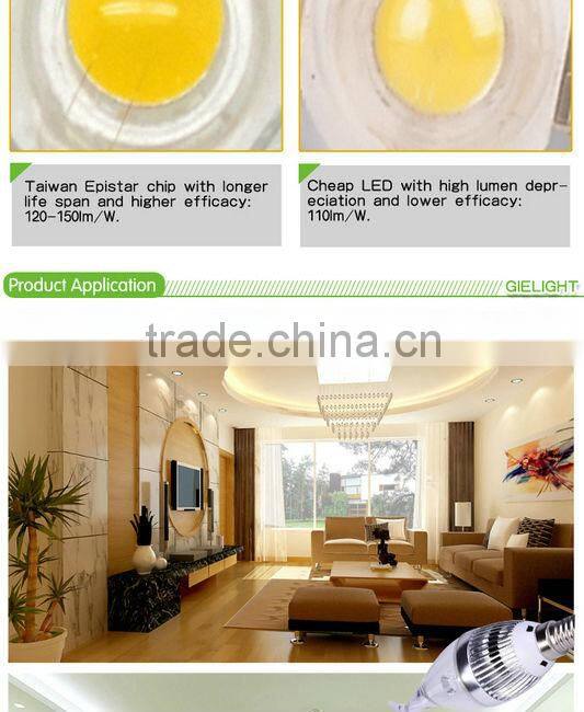 CE pure aluminum lamp body 3w 4w 5w e14 led candle light