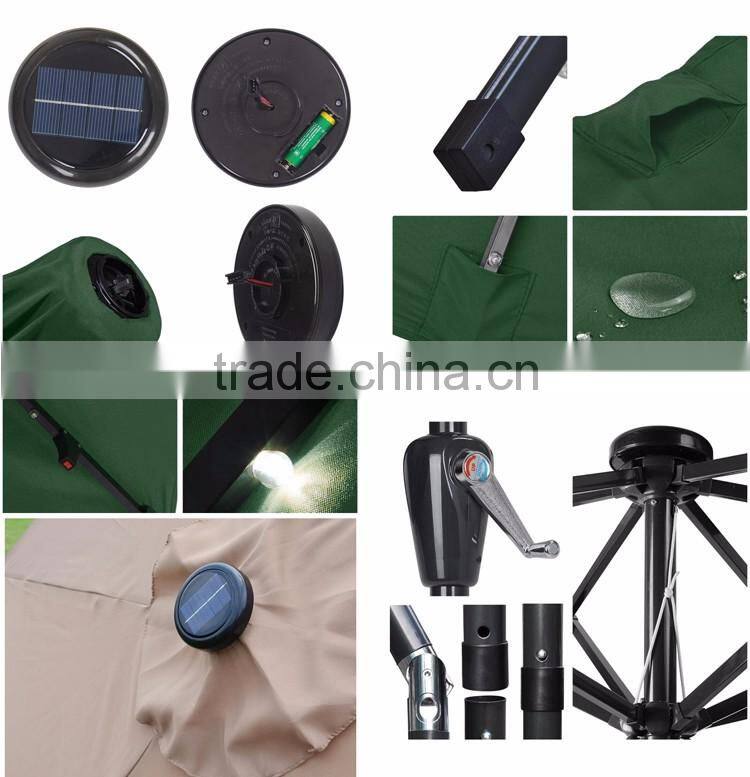Outdoor Patio Beach Aluminium Sun Shade Solar Powered Handle Led Light Umbrella Clear Led Umbrella