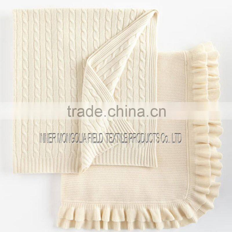 Cashmere Ruffled Edge Baby Blanket