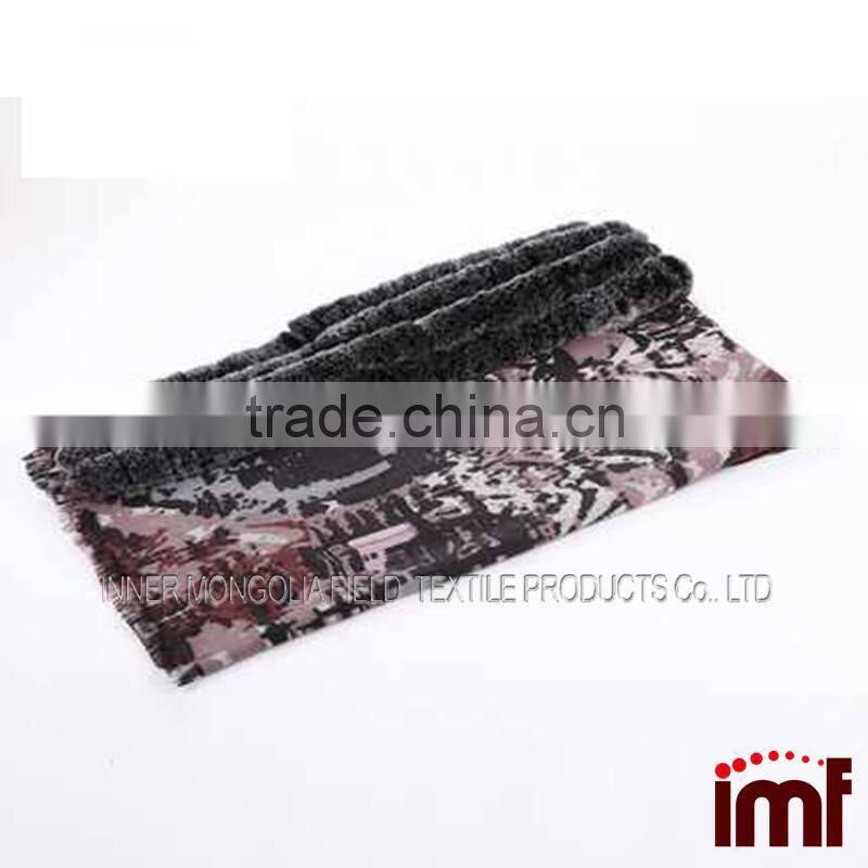 Wholesale wool scarf with rex rabbit fur