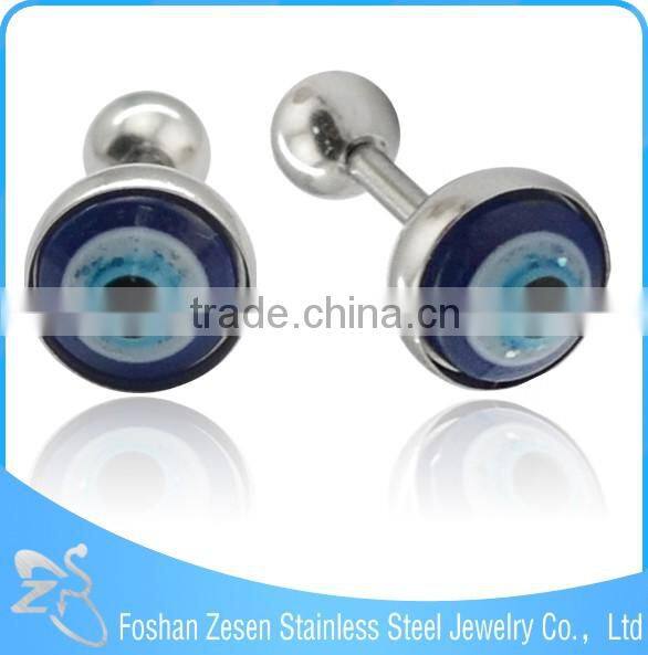 ES01591 surgical steel mens stud earrings fashion round small evil eye earrings