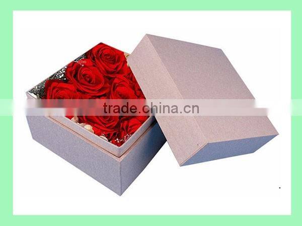 Luxury gift packaging paperboard pink square rose flower box
