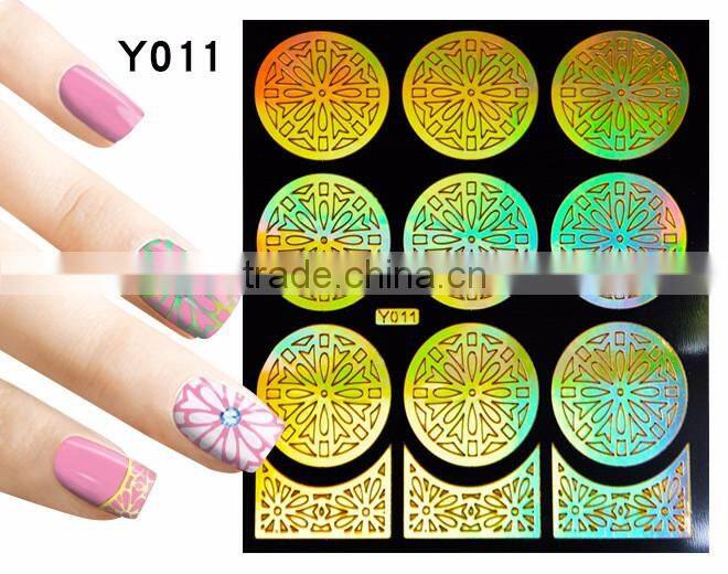 2016 colorful pvc french hollow pvc nail art design nail sticker stencil