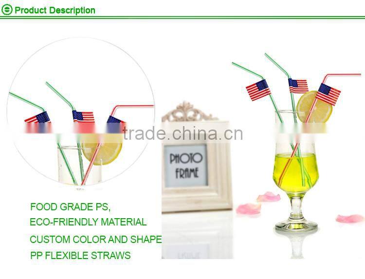 USA flag plastic cocktail decorative drinking straw