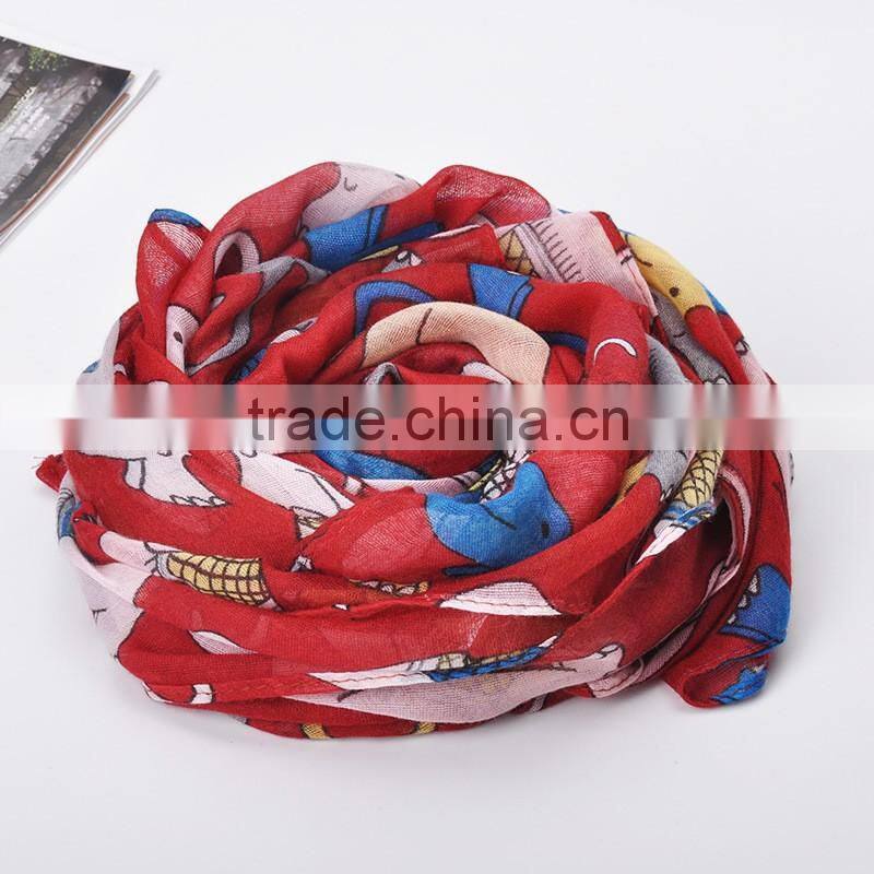 2016 high quality WOMAN SCARF cotton voile scarves solid warm autumn and winter scarf shawl Elephant printed
