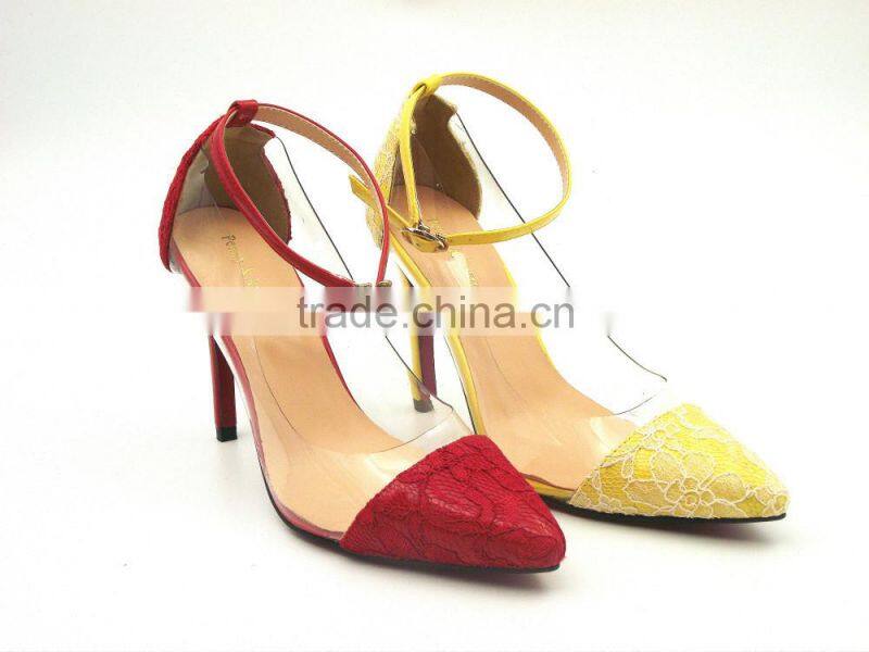 women heels pointed toe fancy lace high heels Buckle Strap elegant shoes