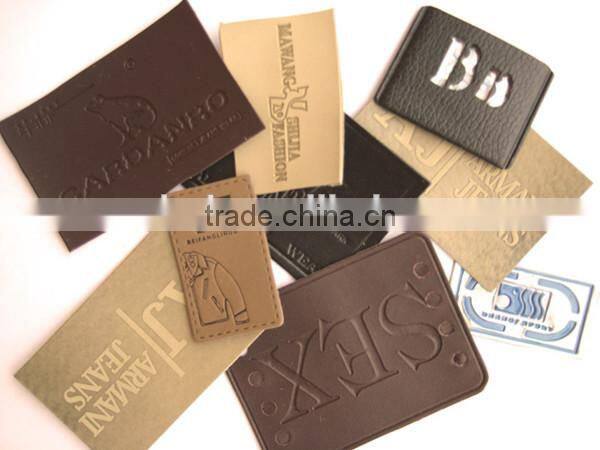 Die cut jeans /denim debossed leather patch