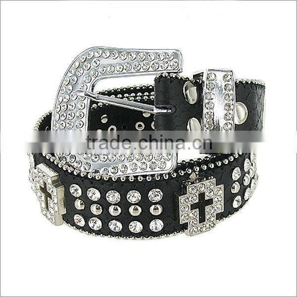 Wholesale Women's Rhinestone Studs Cross Belts