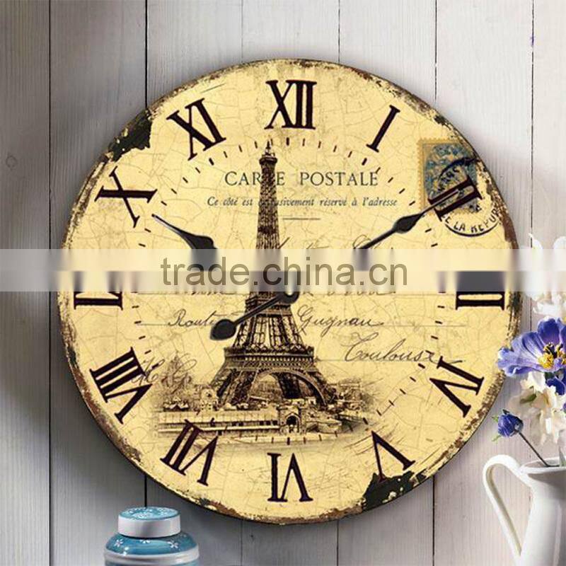 Roman style decorative wall wood clock