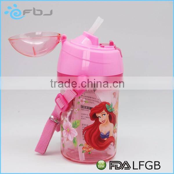BPA FREE Cartoon Plastic Kids Water Bottle With Straw ~