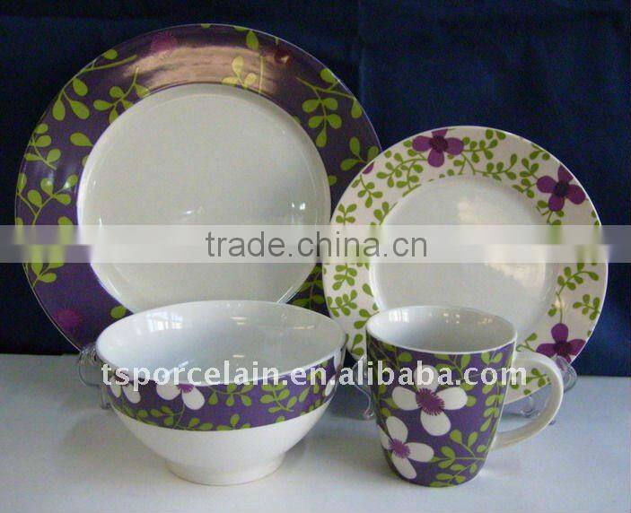16pcs beautiful design hand printed stoneware wholsale dinnerware sets