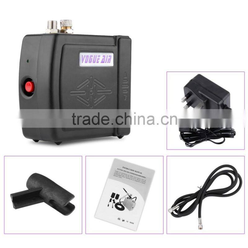 Black HS08 Portable Mini Airbrush Compressor Kit with UK Adapter Body Paint Professional Airbrush Nail Art Paint Cake AS-37