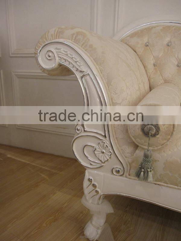 living room furnitures usa style fabric sofas / White noblest fabric french chaise lounge A01