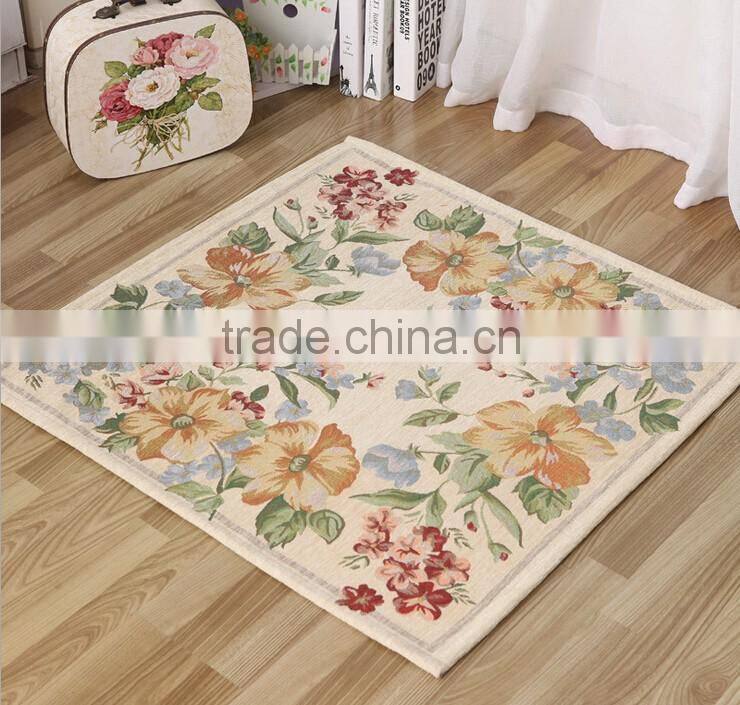 Hot sale Europeanism art chenille yarn jacquard home textile Square floor carpets cheap rug Can be customize