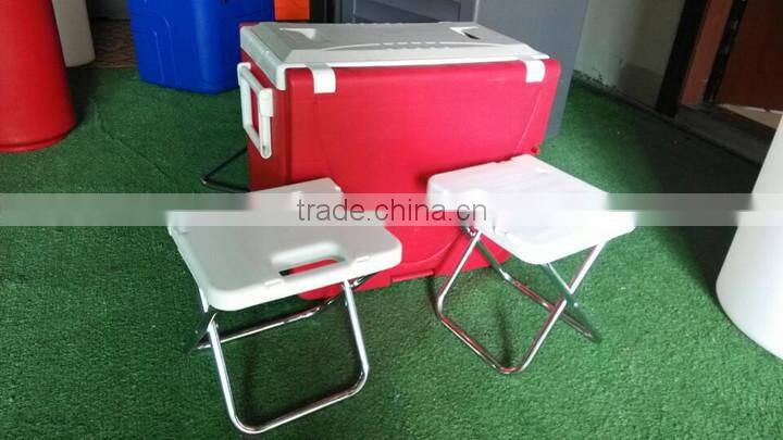 Portable Camping Ice Cooler Box With Fold-able Desk And Table