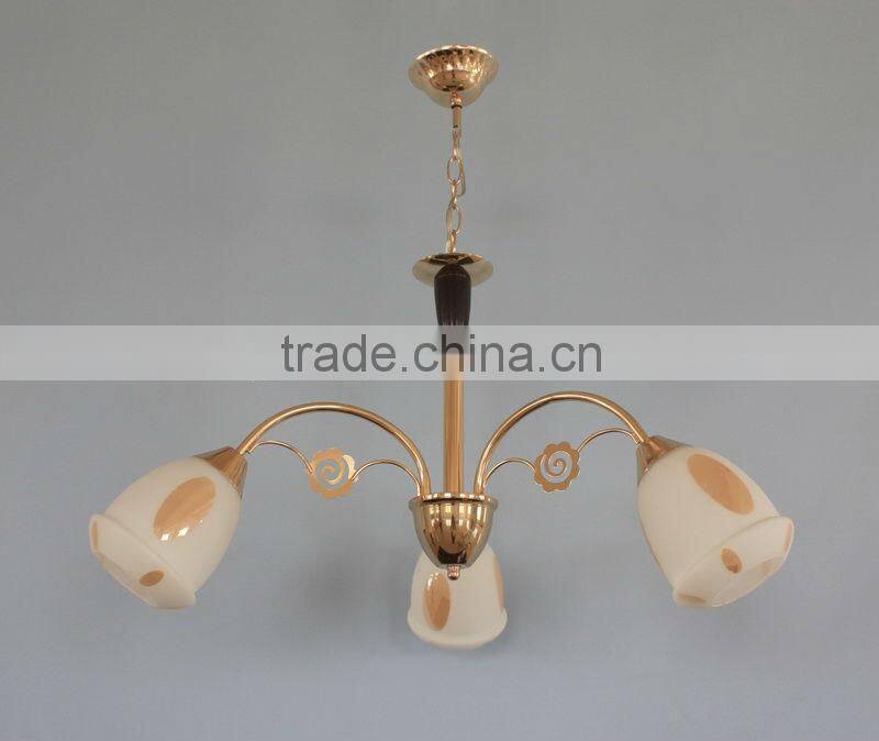 Latest retro rustic glass shade golden body Chandelier&pendant Led light source Coozen Factory