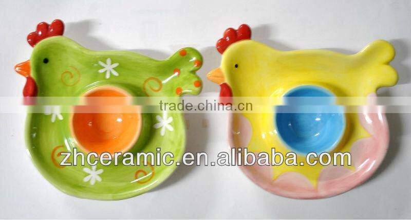 Easter ceramic chicken plate egg cup