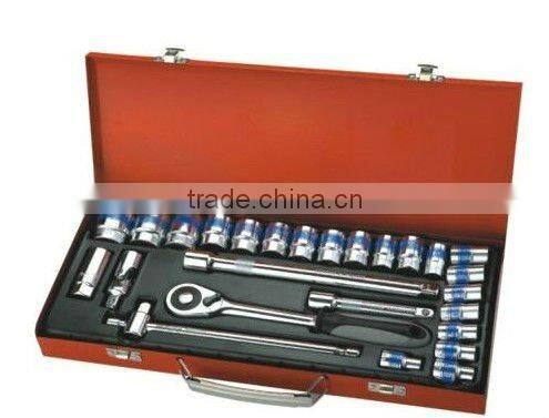 Chrome vanadium 12pcs socket set with red rim