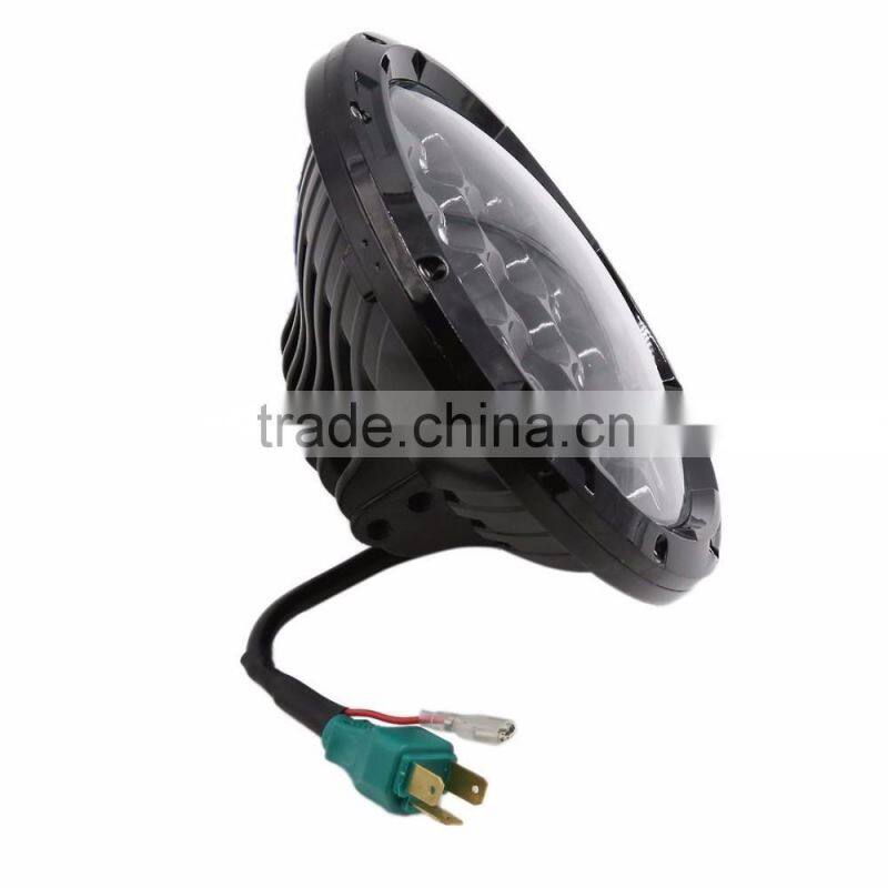 7inch 75W Round LED Headlight 6000LM Hi/Low Beam Head Light with Bulb DRL for Jeep Wrangler TJ LJ JK CJ-7 CJ-8 Scrambler Harley