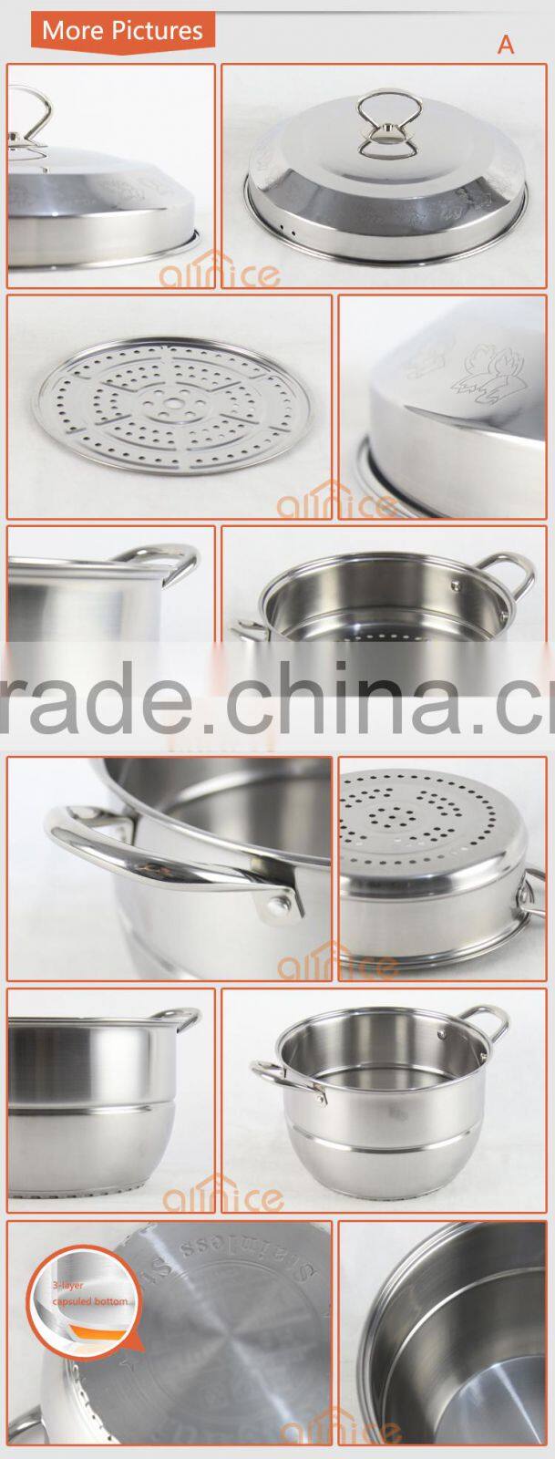 Allnice-New design #430 stainless steel 2-layer 15-qt durable Multipots & Steamers with steel lid and bakelite handles&knob