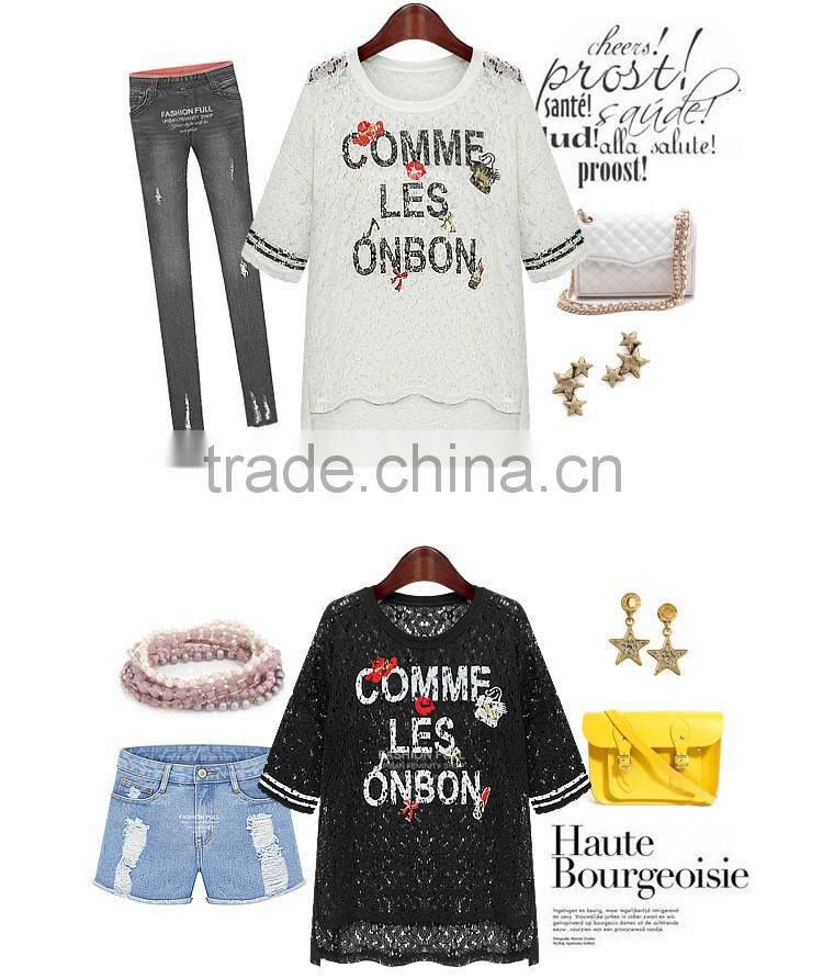 High quality cheap women shirt designing lace