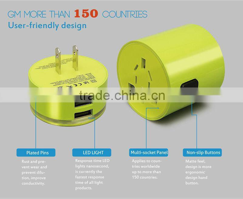 Newest design GENJOY portable universal euro travel adapter with usb