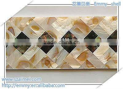 Pen seashell and black mother of pearl mosaic tile waist line
