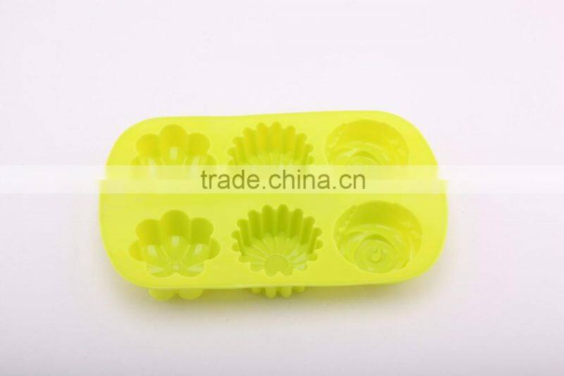 6 Flowers Silicone Muffin Cups Handmade Soap Molds Biscuit Chocolate Ice Cake Baking Mold Cake Pan