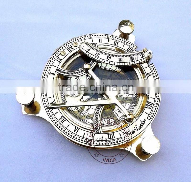 BRASS SUNDIAL COMPASS - NAUTICAL VINTAGE SUNDIAL COMPASS - MARINE MARITIME GIFT