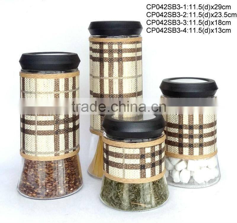 CP038SB glass jar with woven coating