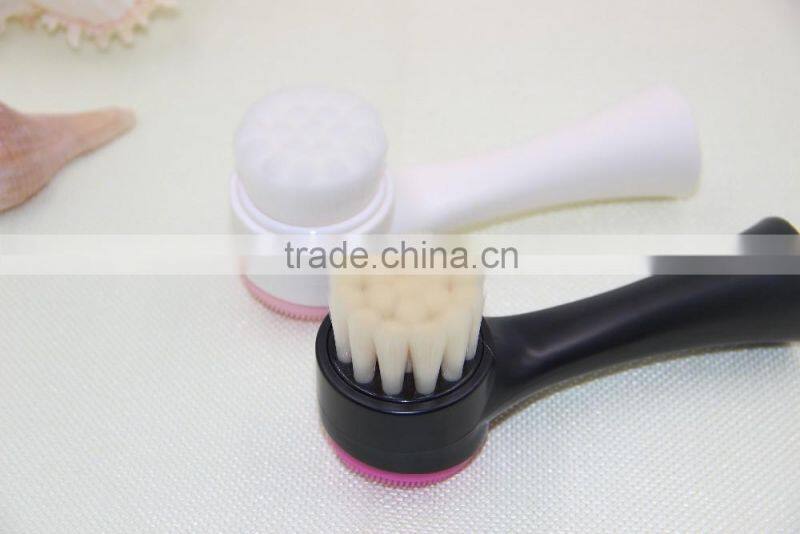 Newly skin care two sides silica gel add bristles face brush massage for women&men
