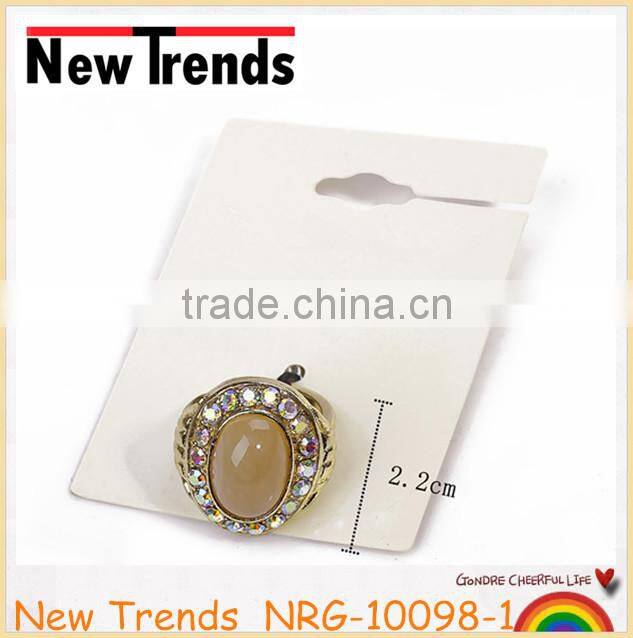 Luxury large marble gemstone ring with AB stones