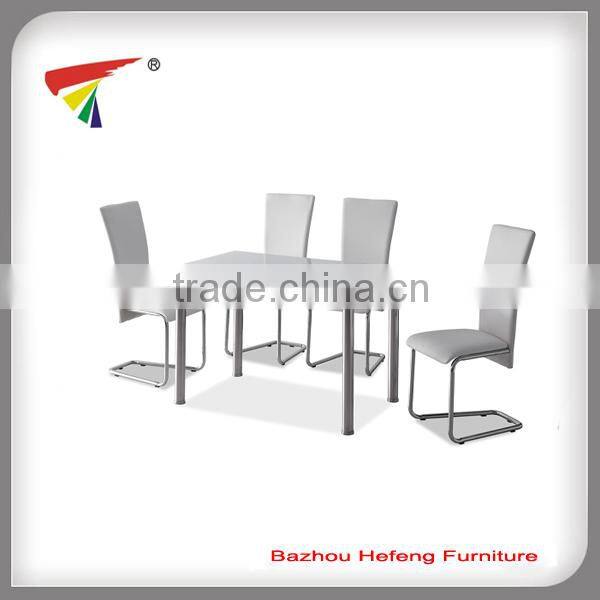 Modern Round Clear Glass Dinning Table Set With 4 Leather Chairs