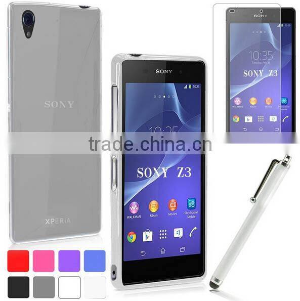 S Line Matte Soft TPU Case For LG Sony Xperia Z3/Z3 mini+Screen Film+Stylus Pen