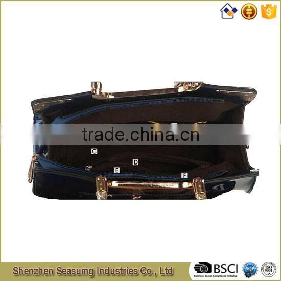 High Quality Patent PU Handbag with Long Shoulder Strap