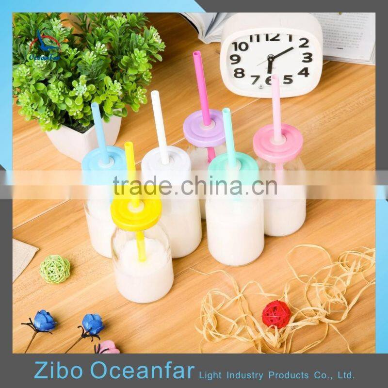 Transparent Soy Milk Bottle High Quality Mini Glass Bottle Coconut Milk With Colored Lid