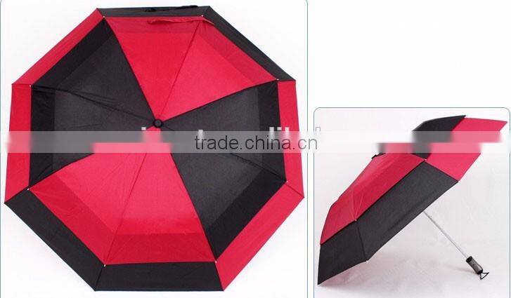 Black and white 27 inch double canopy windproof high quality compact golf umbrella