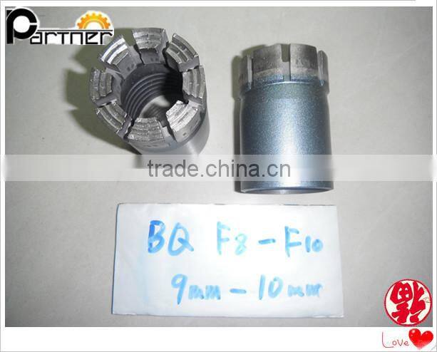 High stability quality natural diamond core drill bits BQ F8-F10 9mm-10mm segments for hard rock